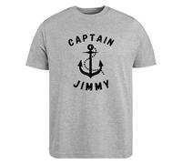 Be Buz Personalised Captain T-Shirt with Custom Name - Nautical Anchor Sailing Gift for Boat Captains & Sailors - Unisex S-XXL - Black, White, Navy Blue & Grey