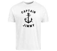 Be Buz Personalised Captain T-Shirt with Custom Name - Nautical Anchor Sailing Gift for Boat Captains & Sailors - Unisex S-XXL - Black, White, Navy Blue & Grey