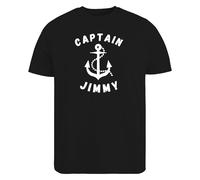 Be Buz Personalised Captain T-Shirt with Custom Name - Nautical Anchor Sailing Gift for Boat Captains & Sailors - Unisex S-XXL - Black, White, Navy Blue & Grey