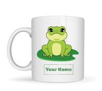 Be Buz Personalized Frog Mug - Custom Name Ceramic Coffee Cup - Cute Animal Gift for Kids, Nature Lovers and Teachers - 11oz
