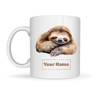 Be Buz Personalized Sleeping Sloth Mug - Custom Name Ceramic Coffee Cup - Cute Sloth Lover Gift for Teachers, Teenagers and Friends - 11oz