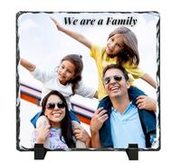 Be Buz Personalized Sublimation Photo Slate Frame, 15cm Square Rock Natural Stone with Stand, Custom Picture Printing for Wedding, Birthday, Memorial