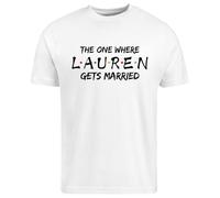 Be Buz Personalized The One Where [Name] Gets Married T-Shirt Custom Women's Cotton Tee Bride, Bridesmaid, Hen Party Gift, Wedding Shirt (UK, Alpha, L, Regular, Regular, White)