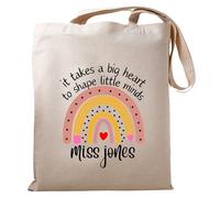 Be Buz Personalized Tote Bag It Takes a Big Heart to Shape Little Minds Teacher Appreciation gift Inspirational Reusable Casual Bag for Work Shopping Travel