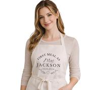 Be Buz Personalized Wedding Apron, 'First Meal as Mrs', Custom Name and Date, Natural Bride Apron, Newlywed Cooking Gift, Wedding Keepsake