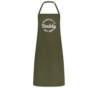 Be Buz Promoted to Daddy Est. 2025 Apron New Dad Gifts from Wife, Daughter, or Son Funny Father’s Day Apron for Dad or Husband Birthday Gift (Dark Olive)