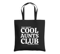 Be Buz Proud Member Cool Aunts Club Tote Bag - Cotton Reusable Bag for Women - Funny “Like a Mom but Cooler” Tote - Gift for Aunts, Sisters, and Friends (Black)