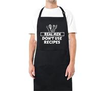 Be Buz Real Men Don't Use Recipes Funny Aprons for men Printed Apron Gift for Her Chef Apron Kitchen Apron BBQ Apron Gift Baking Apron Father Day Gift