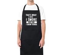 Be Buz That's What I Do I Smoke Meat And I Know Things Funny Aprons for men Printed Apron Gift for Her Chef Apron Kitchen Apron BBQ Apron Gift Baking Apron Father Day Gift