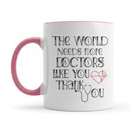 Be Buz The World Needs More Doctors Like You 11oz Ceramic Coffee Mug Heartfelt Doctor Appreciation Gift for Women, Men, and Nurses (Pink Rim and Handle)