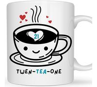 Be Buz Twen-Tea-One 21th Birthday Mug - Funny 21 Years Old Tea Lover 11oz Ceramic Tea Cup - Birthday Gift for Daughter, Son, Sister, Brother, Best Friend, Girlfriend, Boyfriend