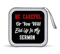 Be Careful Or You'll End Up In My Sermon CD Case 40 Capacity Plastic DVD Storage Box Sleeves Zippered Wallet