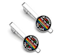 Be Careful Who You Hate It Could Be You Love 3 Tie Clips for Men Silver Necktie Round Tie Bar Pinch Clips Set of 2 Tie Pin for Wedding Anniversary Business Graduatio