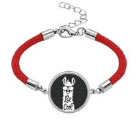 Be Cool Alpaca Black White Quote Lucky Red String Bracelet Rope Bracelet Handmade