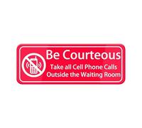 Be Courteous Take All Cell Phone Calls Outside The Waiting Room Sign 8""X3"" Red White Acrylic Self Stick Door Wall Decal For Offices Businesses House Home