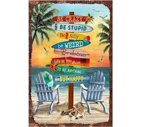 Be Crazy Be Stupid Be Silly But Happy Tin Sign Summer Wall Decor Beach Home Bar Outdoor Decor Metal Poster_8"x12"