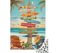 Be Crazy Beach Sign 1000 Piece Jigsaw Puzzle Stressful Workers Anxiety Relief Cognitive Training Leisure Activity 70x50cm/1000pcs
