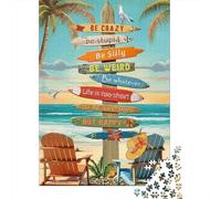 Be Crazy Beach Sign Jigsaw Puzzles for Adults Interesting Puzzles 1000 Piece Impossible Puzzle Home Decoration Gifts 52x38cm/1000pcs
