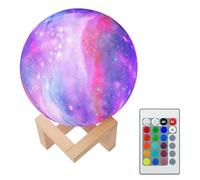 Be-Creative 3D Galaxy Moon Lamp with Remote & Touch Control - Colour Changing LED Night Light, USB Powered, Battery Operated, Energy Efficient, Decorative Lamp for Bedroom, Gifts for Kids & Adults