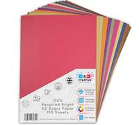 Be Creative A2 Recycled Sugar Paper 59.4 x 42 cm 100gsm - 100 Sheets in 10 Assorted Bright Colours for Arts, Crafts, Drawing & Scrapbooking