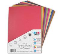 Be Creative A2 Recycled Sugar Paper 59.4 x 42 cm 100gsm - 250 Sheets in 10 Assorted Bright Colours for Arts, Crafts, Drawing & Scrapbooking