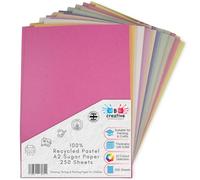 Be Creative A2 Recycled Sugar Paper 59.4 x 42 cm 100gsm - 250 Sheets in 10 Assorted Pastel Colours for Arts, Crafts, Drawing & Scrapbooking