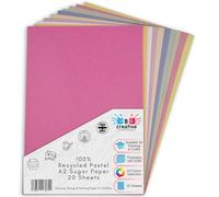 Be Creative A2 Recycled Sugar Paper Pastel Colours 20 Large Sheets in 10 Assorted Colours, Great for Arts & Crafts, Drawing, Painting & Scrap Booking 59.4 x 42cm Sheet Size