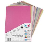 Be Creative A3 Recycled Sugar Paper 42 x 29.7 cm 100gsm - 50 Sheets in 10 Assorted Pastel Colours for Arts, Crafts, Drawing & Scrapbooking