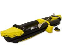 Be-Creative Inflatable Kayak for 2 Person Adults with Oars & Pump - Portable Blow Up Canoe Set with Adjustable Seats, Carry Bag & Repair Kit - Heavy Duty Inflatable Fishing Kayak (Yellow)