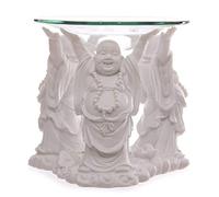 Be-Creative OIL BURNER BUDDAH FIGURINE WAX MELT AROMATHERAPY CANDLE ORNAMENT TEALIGHT GIFT - ( White Laughing Buddha )