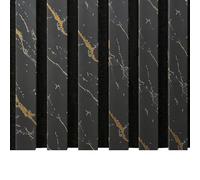 Be-Creative Stylish Acoustic Slatted Wall Panel 240×60 cm - Black & Gold Marble Finish | Premium Sound-Absorbing Slat for Decorative Walls & Ceilings | Fire-Rated Acoustic Decor