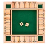 Be-Creative Wooden Shut the Box Dice Game - 4-Player Classic Family Game, Pine Wood Board with 10 Number Tiles, 22.5×22.5×2.5cm