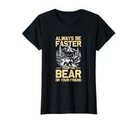 Be Faster Than the Bear Mountaineer Funny Hiking Hiker Value Graphic T-Shirt, Women, Black, S