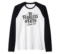 Be Fearless in Faith - Inspirational Bible Verse Christian Raglan Baseball Tee