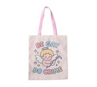 Be Gay Do Crime Angel Canvas Tote Bag with Pink Handles