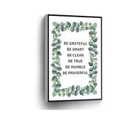Be Grateful Be Smart Be Clean Be True Be Humble Be Prayerful Canvas Print Inspirational Wall Art Poster Green Plants Printing for Home Office School Wall Decor(Unframed,16x24inch(40x60cm))