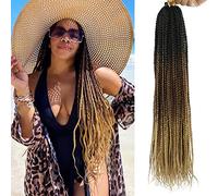 BE Hair 6 Packs Box Braids Crochet Hair Crochet Box Braids Pre Looped Synthetic Hair 22 Inch Ombre Brown 22 Inch 6 Packs/Lot
