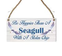 Be Happier Than a Seagull With A Stolen Chip: Inspiring Seaside Beach Friendship Gift, UK Coastal Nostalgia Decorative Plaque, Perfect Home Décor (Large: 29 cm (H) × 13.5 cm (W))