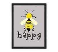 Be Happy Riddle Bee Large Framed Art Print Poster Wall Decor 18x24 inch