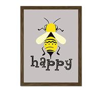 Be Happy Riddle Bee Large Framed Art Print Poster Wall Decor 18x24 inch