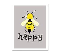 Be Happy Riddle Bee Large Framed Art Print Poster Wall Decor 18x24 inch