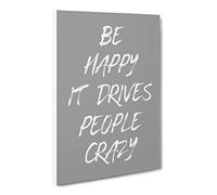 Be Happy Typography Quote Canvas Print | Gallery Wrapped 30mm Frame Wall Art | 30x20 inches | Ready to Hang | Modern Typography Picture | Living Room Bedroom Lounge Office