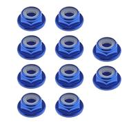 Be In Your Mind 10PCS M4 Flanged Nuts Aluminum Alloy Nylon Insert Self-Lock Hex Nuts for 1/10 Scale RC Car Truck Buggy Crawler Wheels Spare Parts Royal Blue