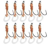Be In Your Mind 10pcs Size 10 Barbless Pre-Tied Hook Hair Rig for Carp Fishing