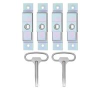 Be In Your Mind 2 Set Silver Carbon Steel Large Locking Bolts + Square Key Installation Flap Door Latch Cellar Rotate 90 Degrees to Open Or Lock Security Lock