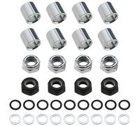 Be In Your Mind 2 Sets Skateboard Truck Rebuild Kit Speed Washers & Bearing Spacers & Lock Nuts for Skateboards/Long Board Trucks (Black & Silver)