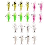Be In Your Mind 20pcs Shrimp Bait Hooks Soft Shrimp Fishing Lure Soft Bait 3.5cm Simulation Soft Prawn Lures Shrimp for Trout Bass Salmon(Green Clear Luminous Yellow Pink)