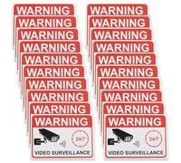 Be In Your Mind 20PCS Warning Video Surveillance Sticker 7.4 x 5.2cm Video Surveillance Sign Sticker for Glass Doors Indows Shutters, English Version