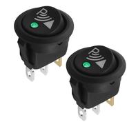 Be In Your Mind 2pcs 3Pin Lluminated Roud with Green Light Rocker Parking Off Switch Sensor Compatible with Car Boat Modification 23x25mm Black