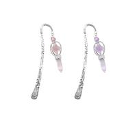 Be In Your Mind 2PCS Metal Bookmarks Merkaba Star Pendant Charms Vintage Silver Star Sun Moon Rune Amethyst Pink Crystal Retro Page Marker Book Mark Gift for Women
